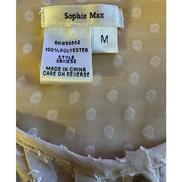 Sophie Max Sheer Swiss Dot Crew Neck 3/4 Sleeve Pin Tuck Tunic, Size M - Picture 5 of 8